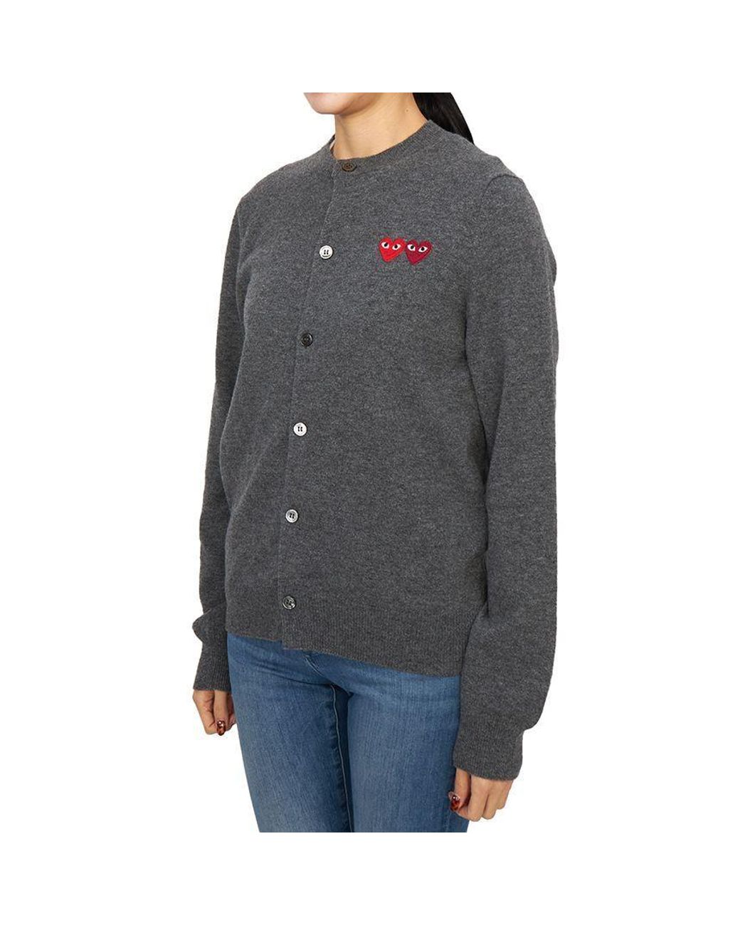 COMME DES GARÇONS PLAY Gray Comme Des Garçons Play Crewneck Knitted Cardigan for men