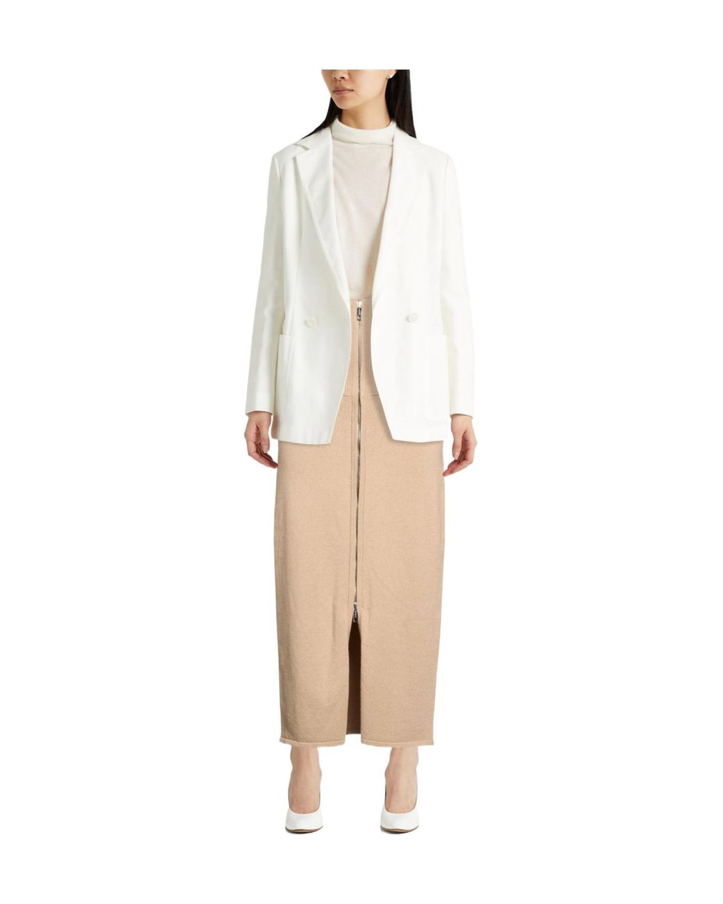 Sportmax Natural Knitted Midi Skirt