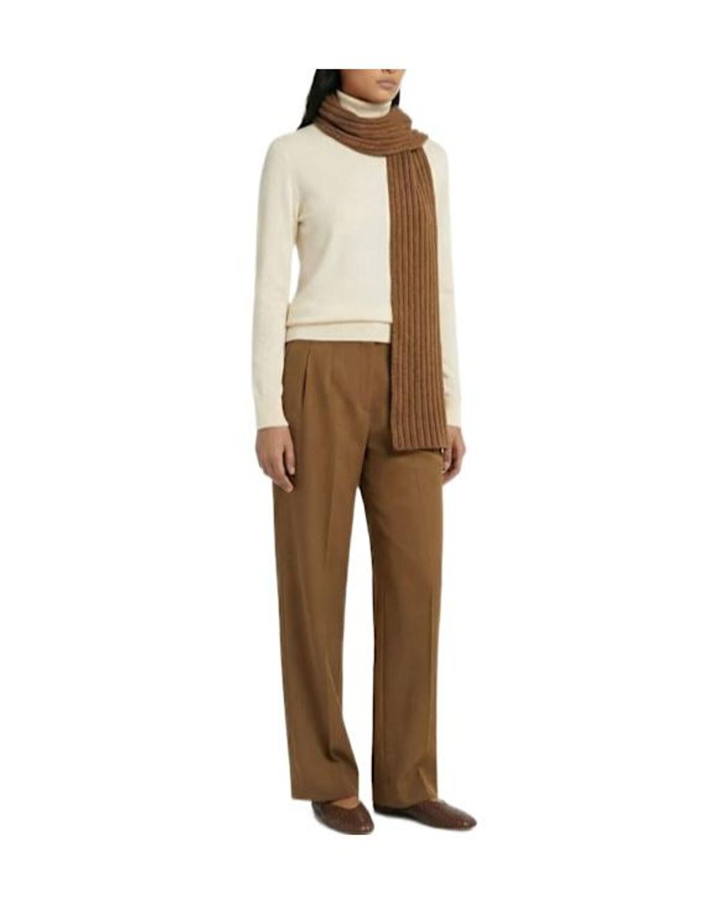 The Row White Lizzy Knit Turtleneck Cashmere Sweater
