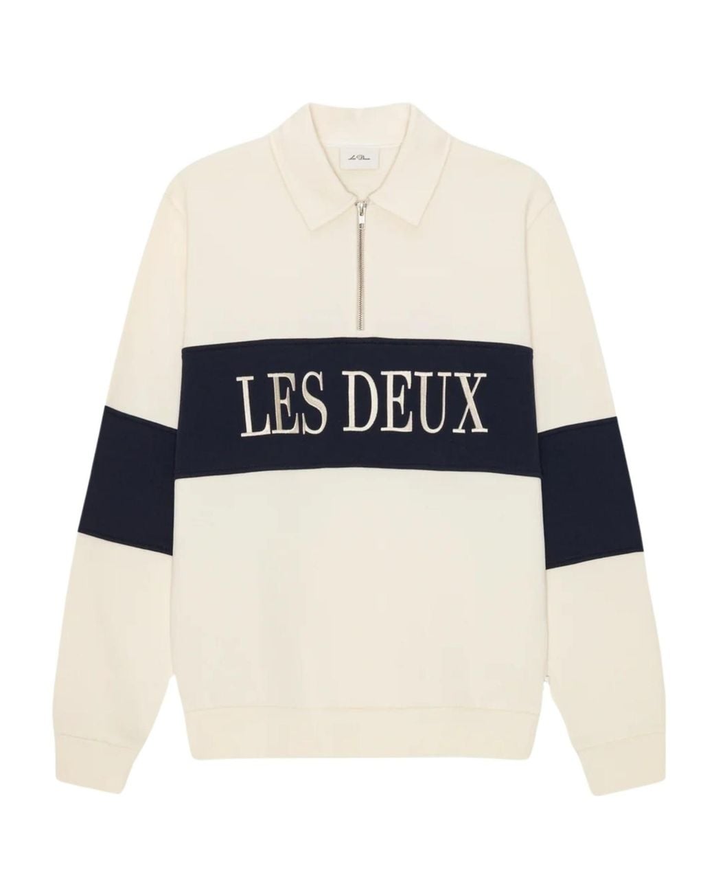 Les Deux Blue Logo-Embroidered Zip-Neck Sweatshirt for men