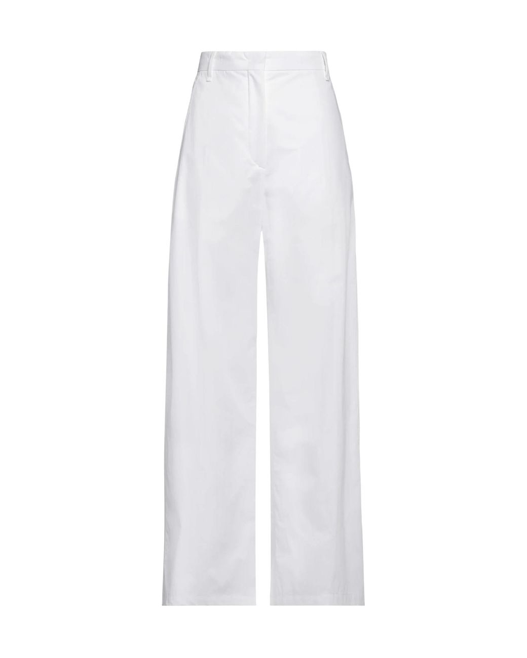 Sportmax White Plain Colour Wide-Leg Trousers