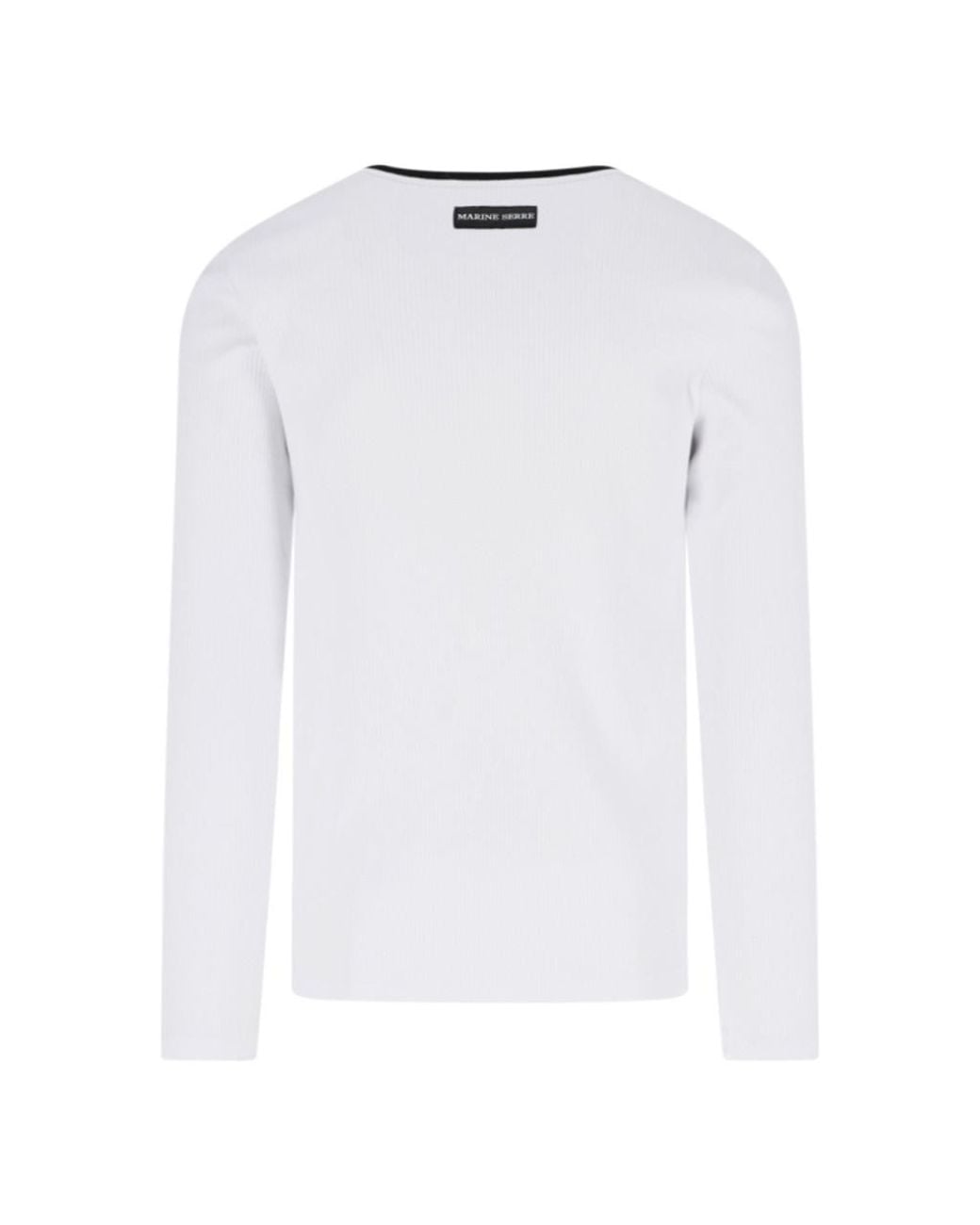 MARINE SERRE White Ribbed Long-Sleeve T-Shirt With Contrast-Color Trim for men