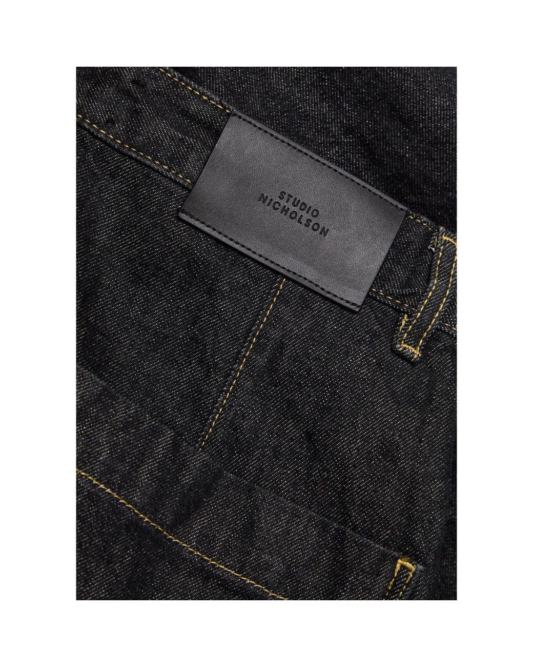 Studio Nicholson Black Mid-Rise Cotton Wide-Leg Jeans for men