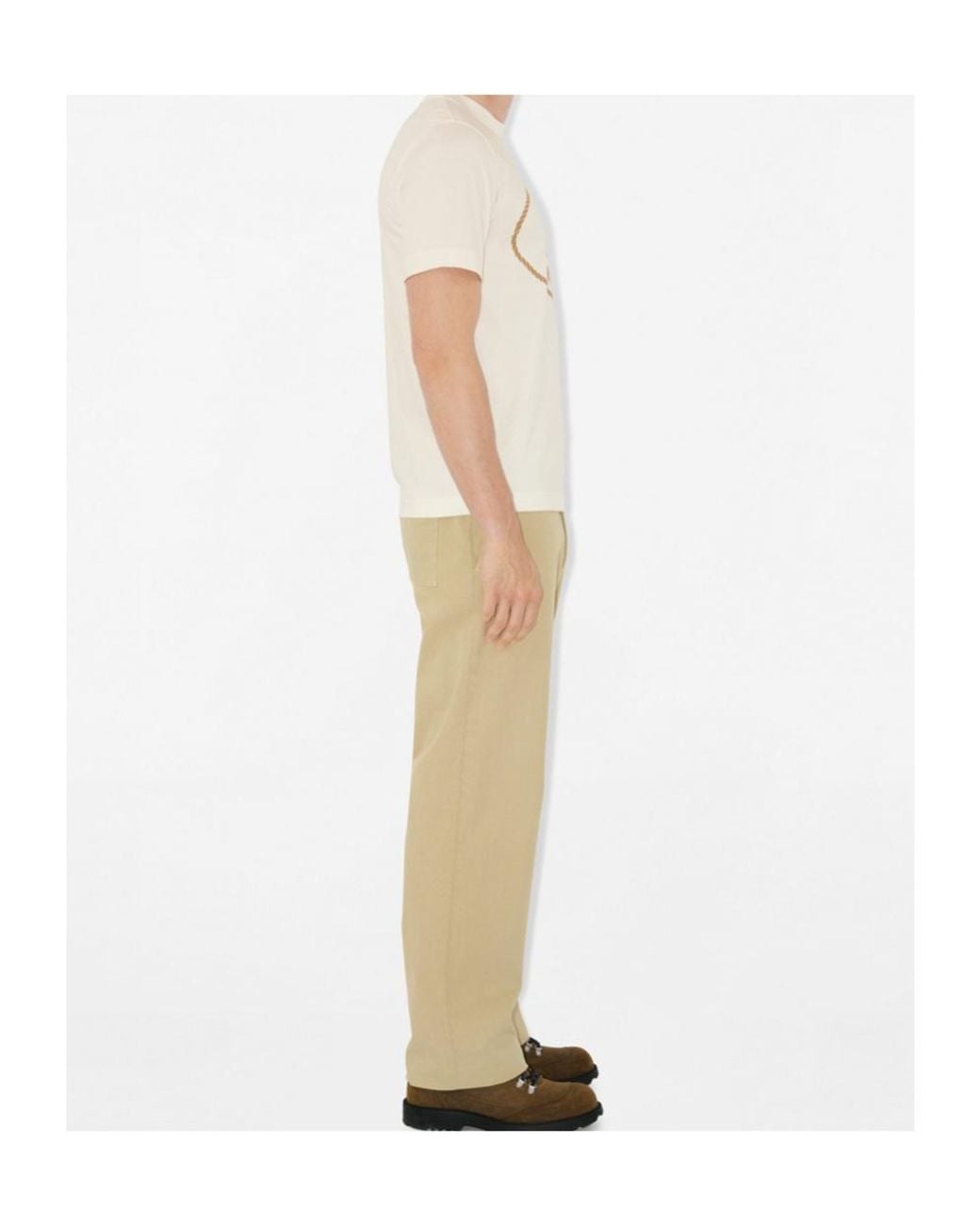 Burberry White Logo Detailed Crewneck T-Shirt for men