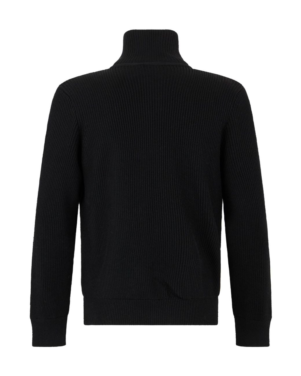 Roberto Collina Black Ribbed Zip-Up Knitted Sweater for men