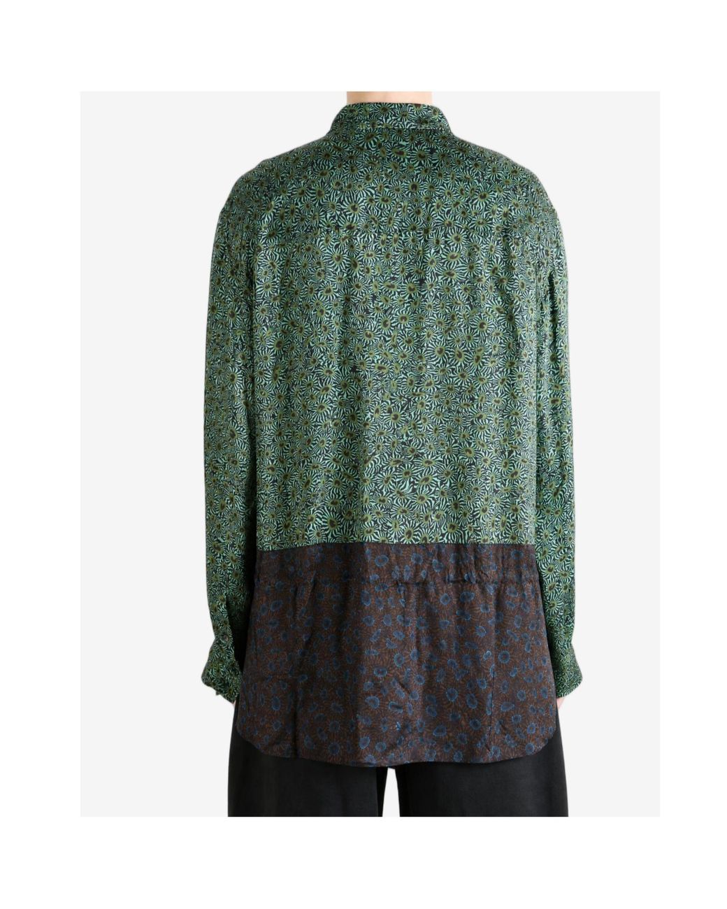 Dries Van Noten Green All-Over Print Fluid Shirt for men