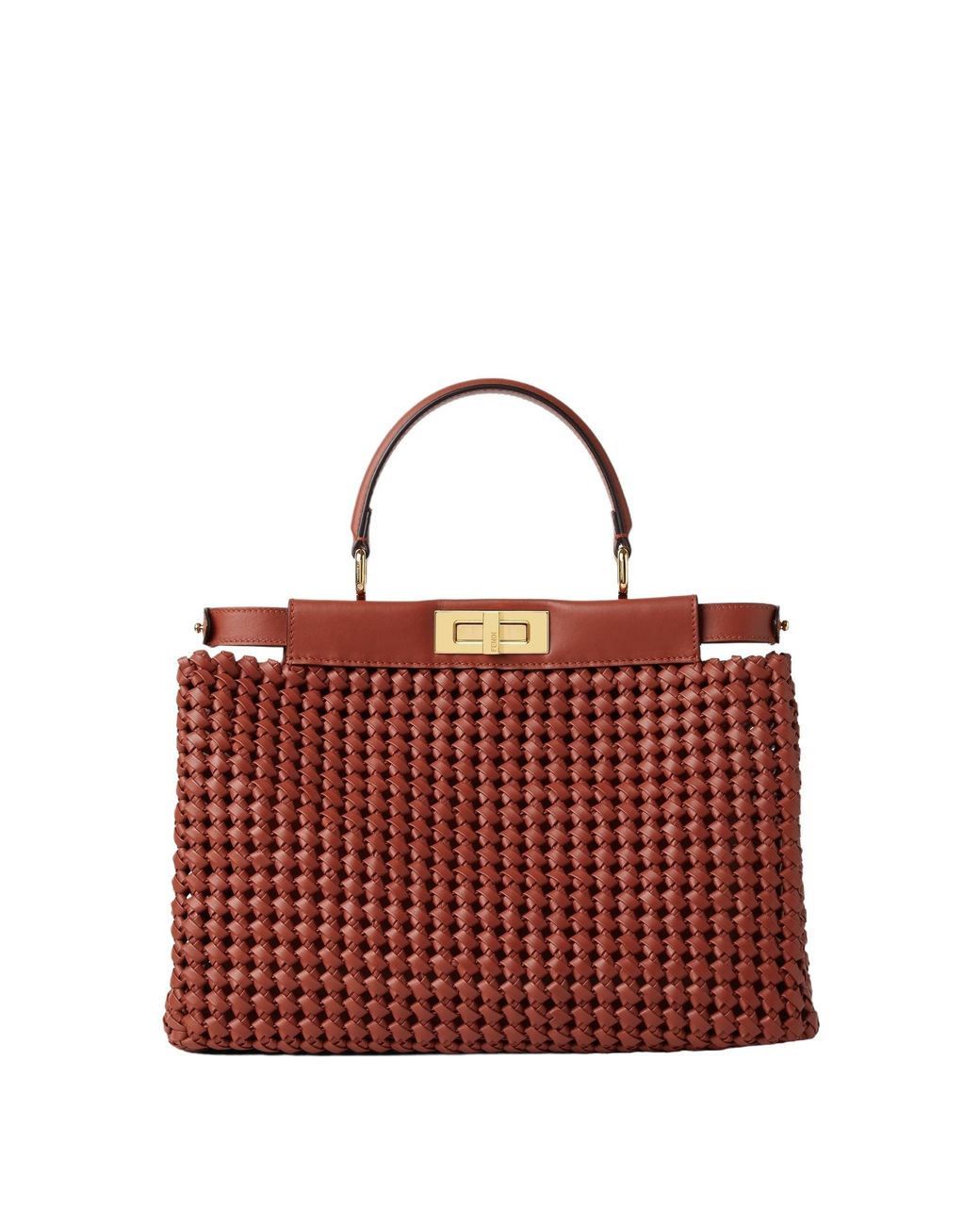 Fendi Red Sienna Interlaced Leather Bag