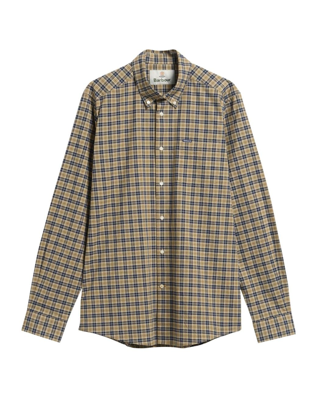 Barbour Gray Buttondown Micro Check Long Sleeve Shirt for men