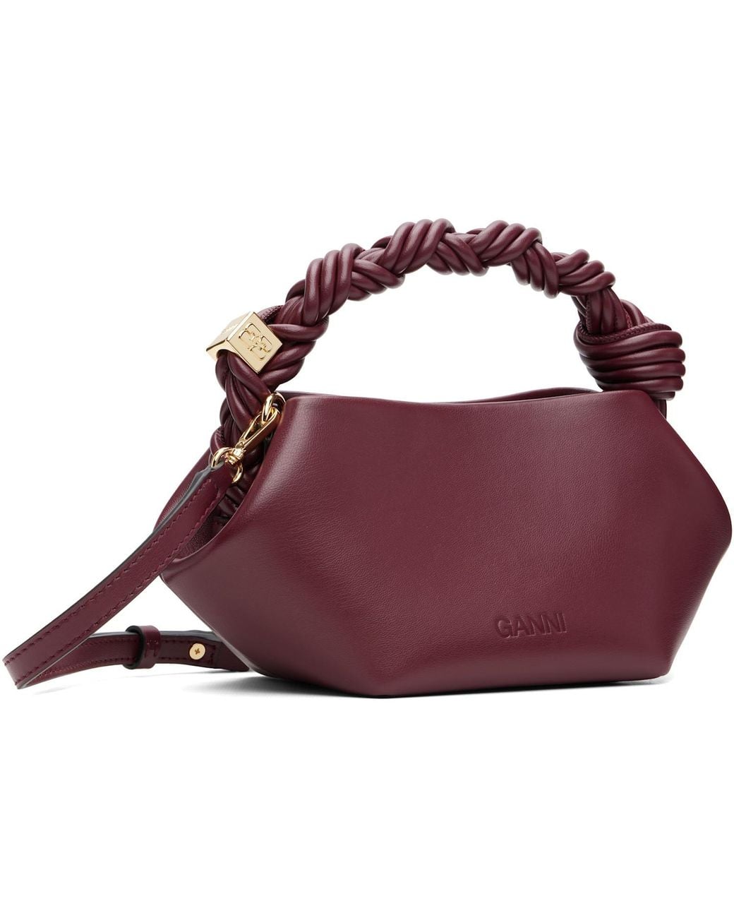 Ganni Purple Bou Mini Braided Handbag