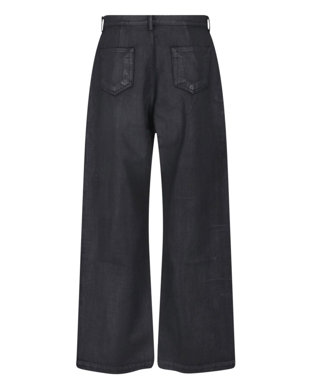 Rick Owens Black Geth Waxed Wide-Leg Jeans for men