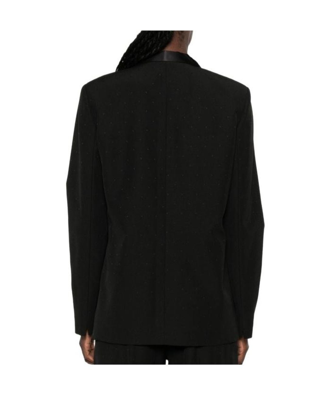 Forte_forte Black Satin-Trim Shawl-Lapel Blazer