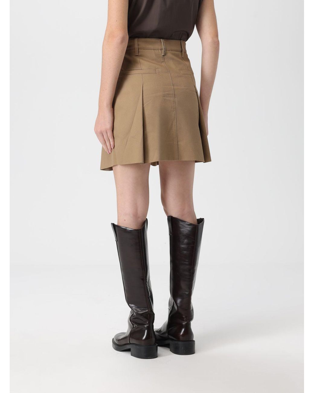 Brunello Cucinelli Natural Skirt With Belt Loops And Pleated Front