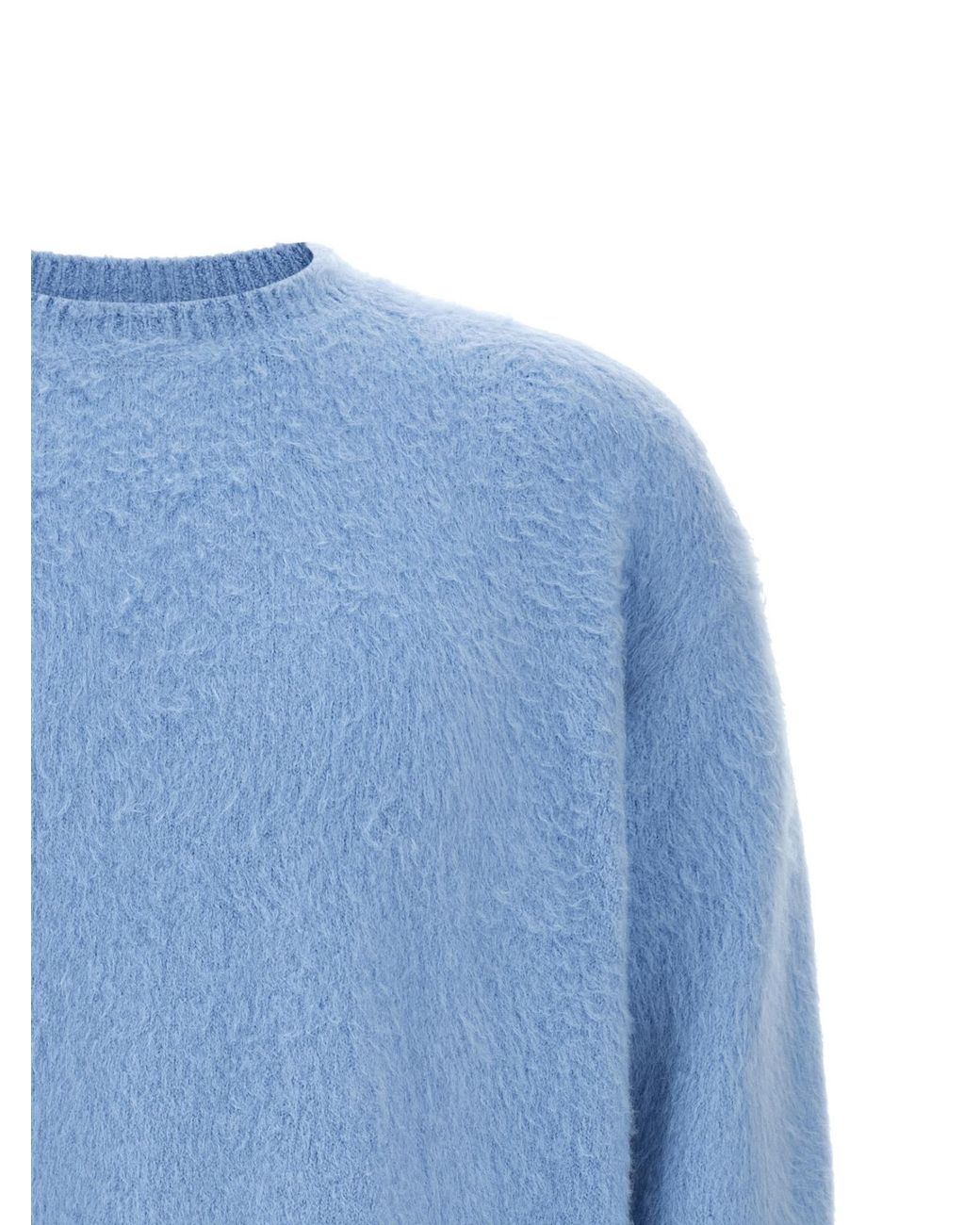 Roberto Collina Blue Crew Neck Fluffy Knit Sweater for men
