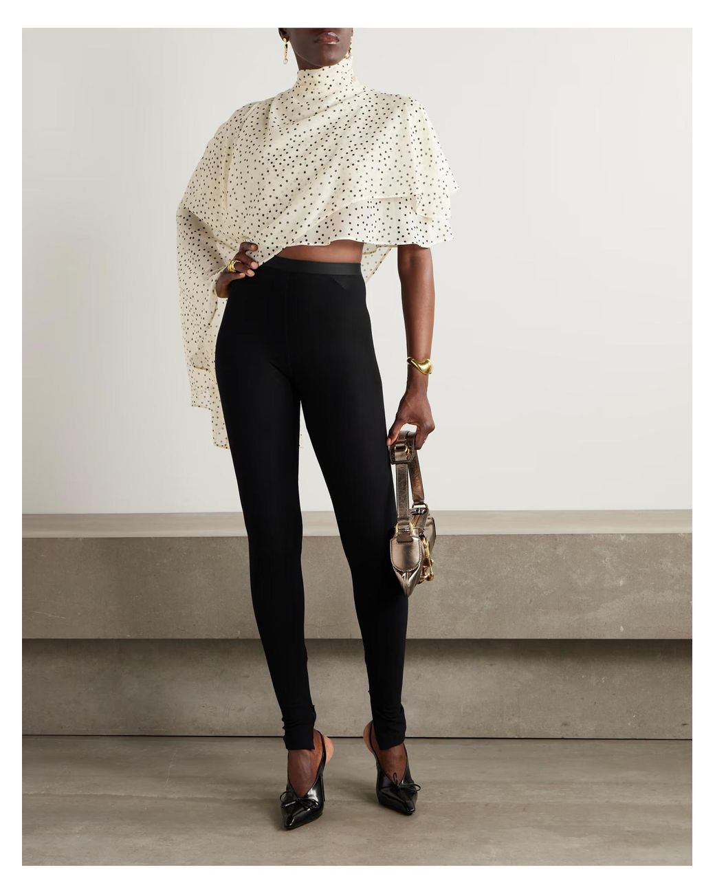 Magda Butrym Black Zip-Detail Leggins