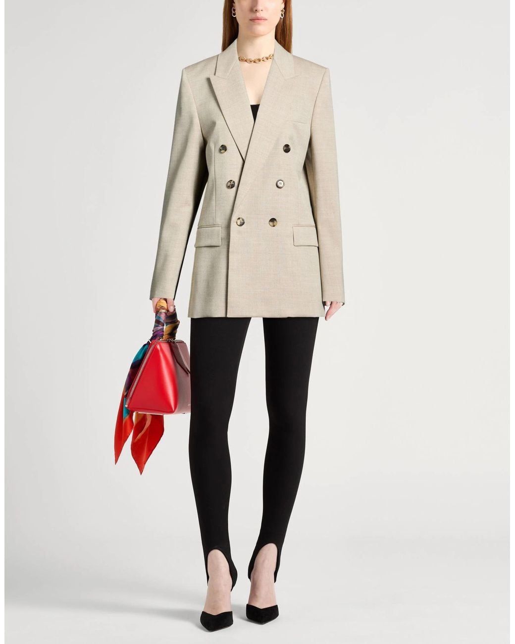 Saint Laurent Natural Double-Breasted Suit Jacket