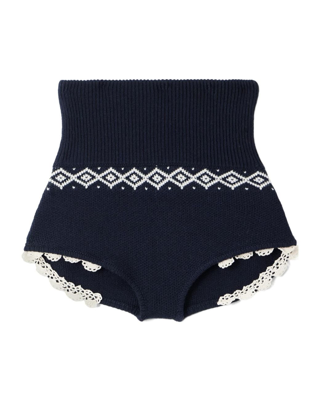 Magda Butrym Blue Ribbed Wool-Jacquard Shorts
