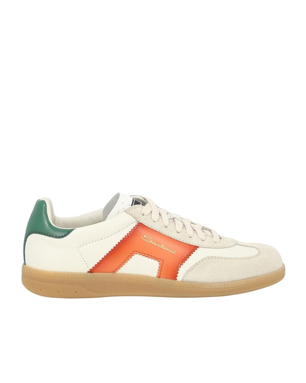 Santoni Pink Colourblock Panelled Lace-Up Sneakers for men