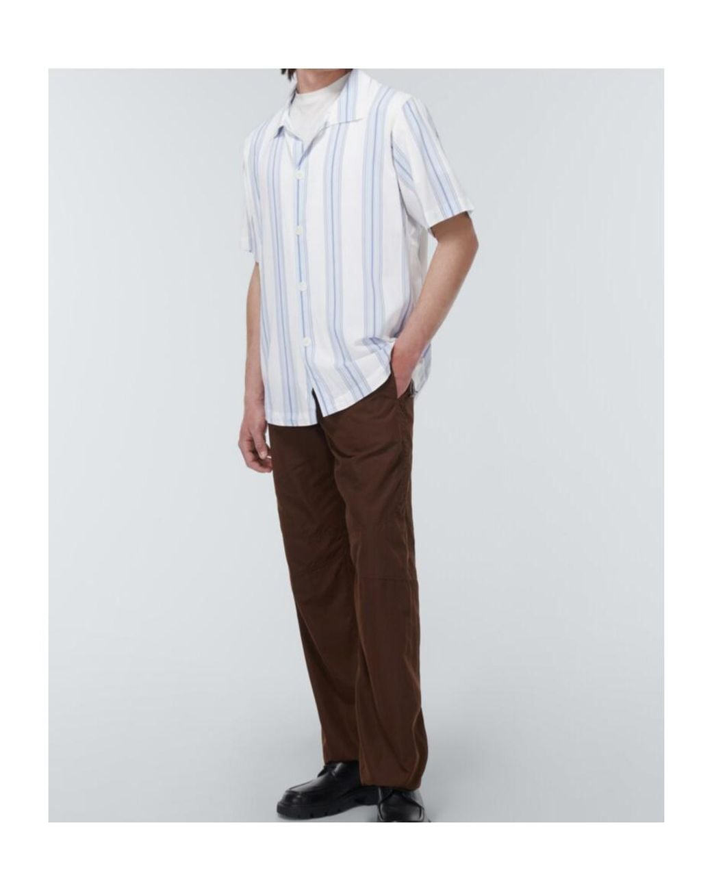 RANRA White Skotta Striped Shirt for men
