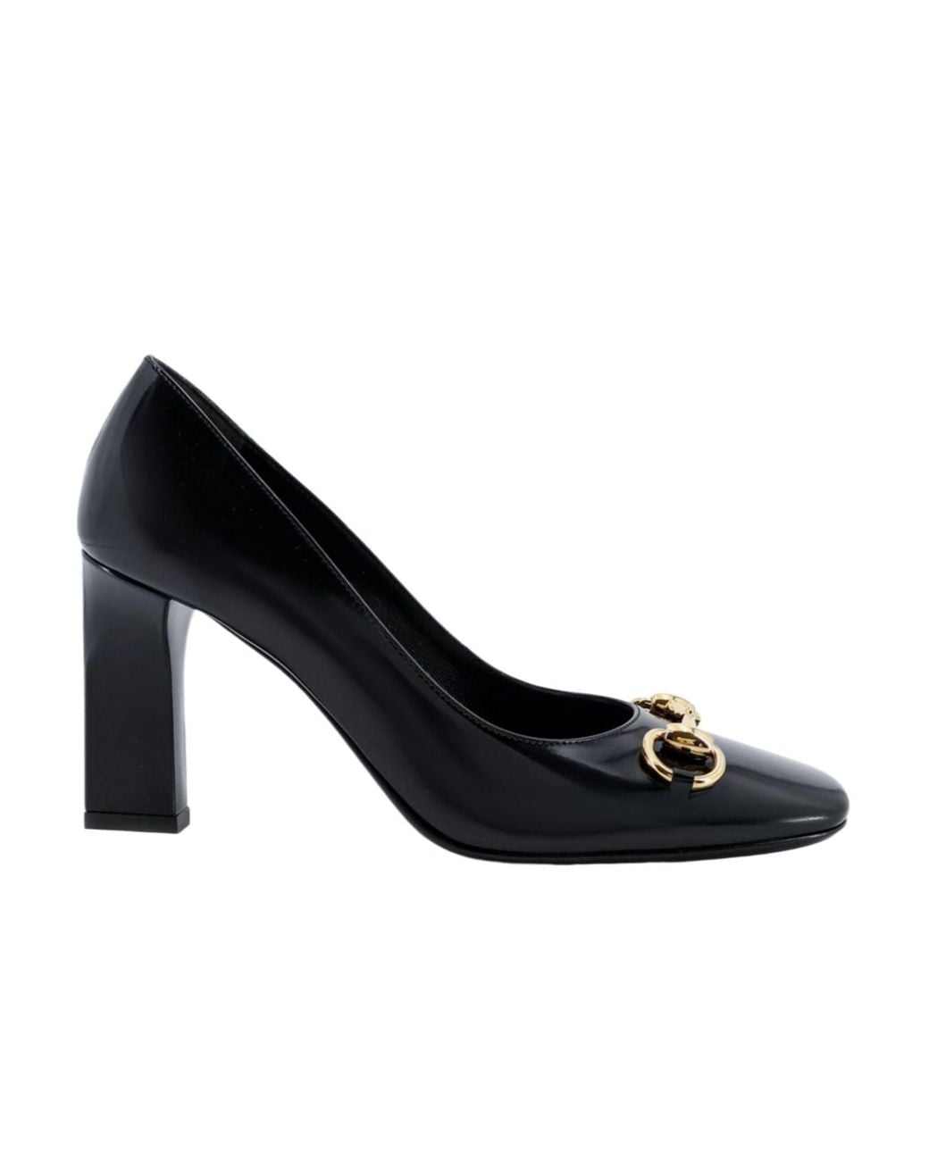 Gucci Black Signora Horsebit Detailed Pumps