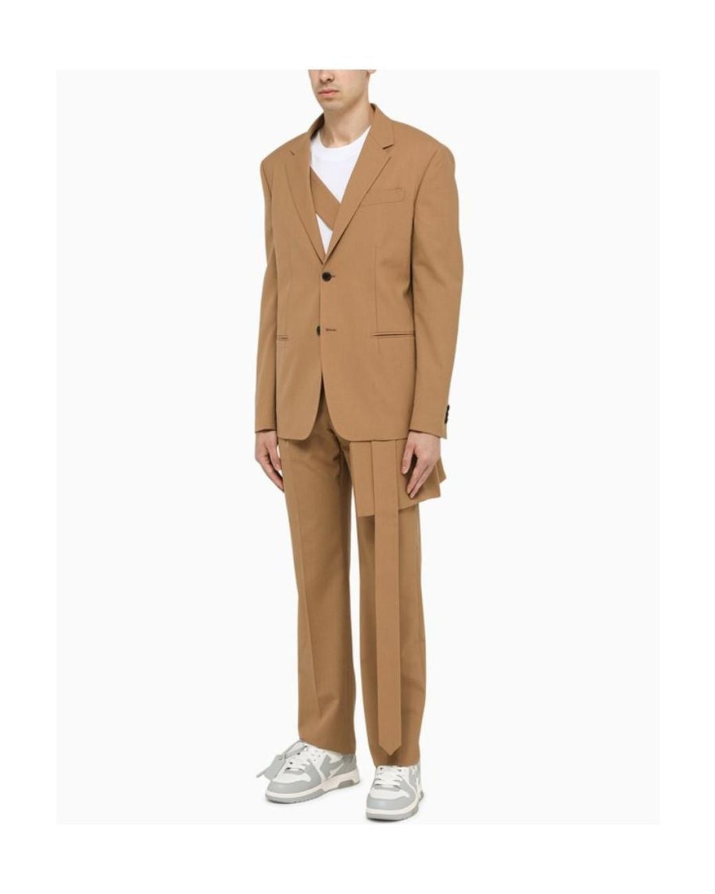 Off-White c/o Virgil Abloh Natural Apron-Detail Tailored Trousers for men
