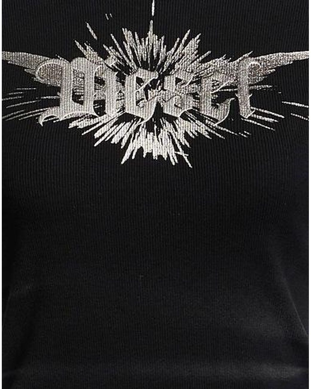 DIESEL Black Printed Solid-Color T-Shirt