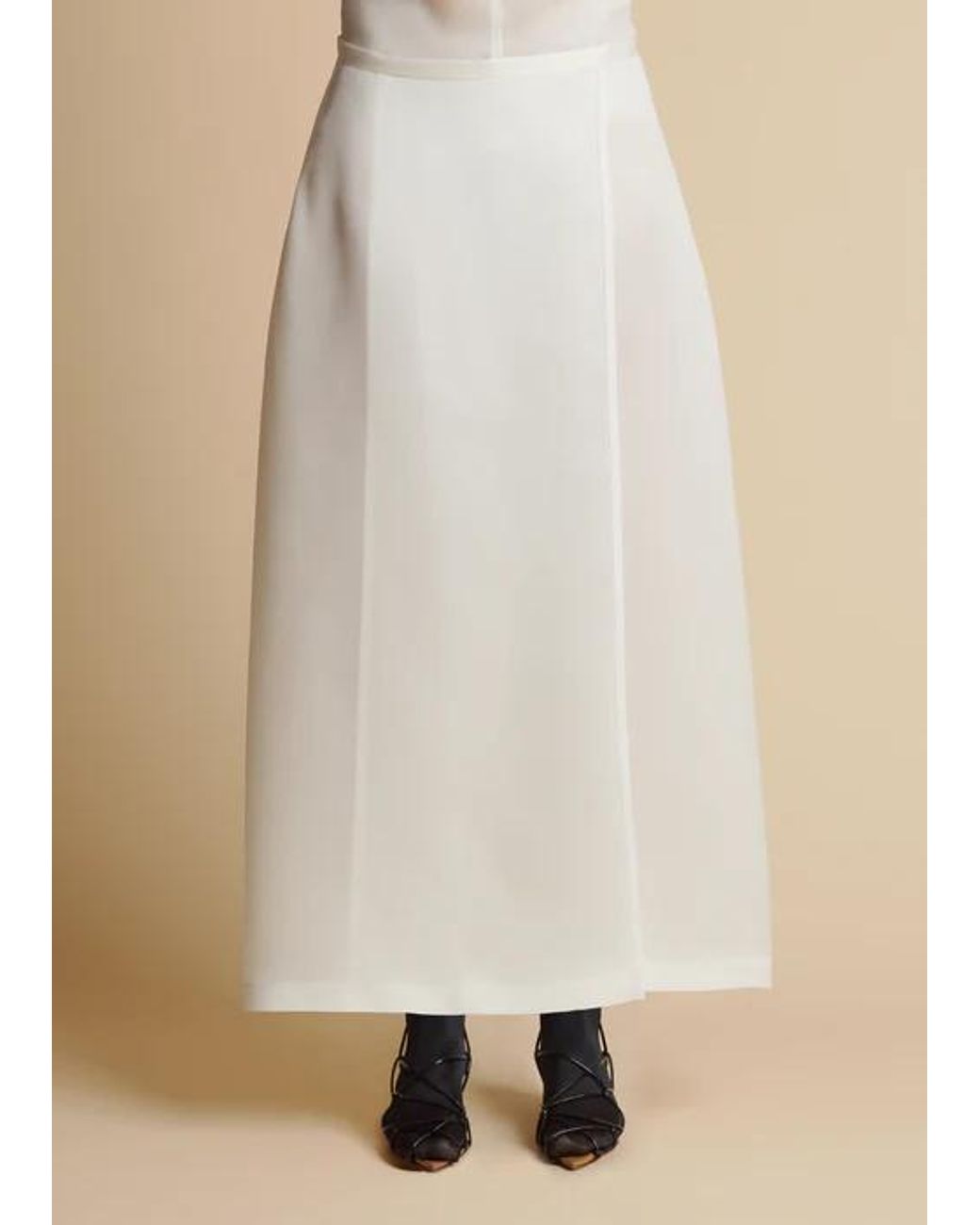 Khaite White Flanged Detail Skirt
