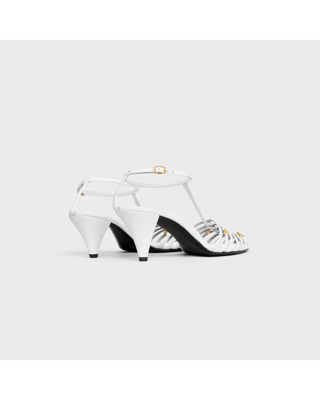 Céline White Cage Heeled Sandal
