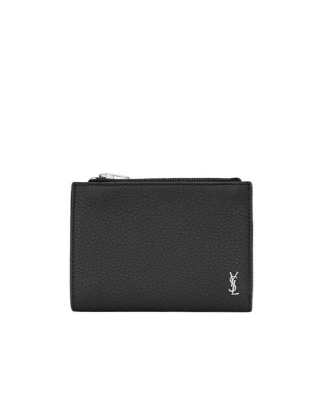 Saint Laurent Black Tiny Cassandre Bi-Fold Wallet for men