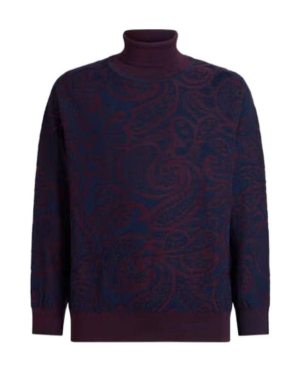 Etro Blue Wool-Blend Jacquard Turtleneck Sweater for men