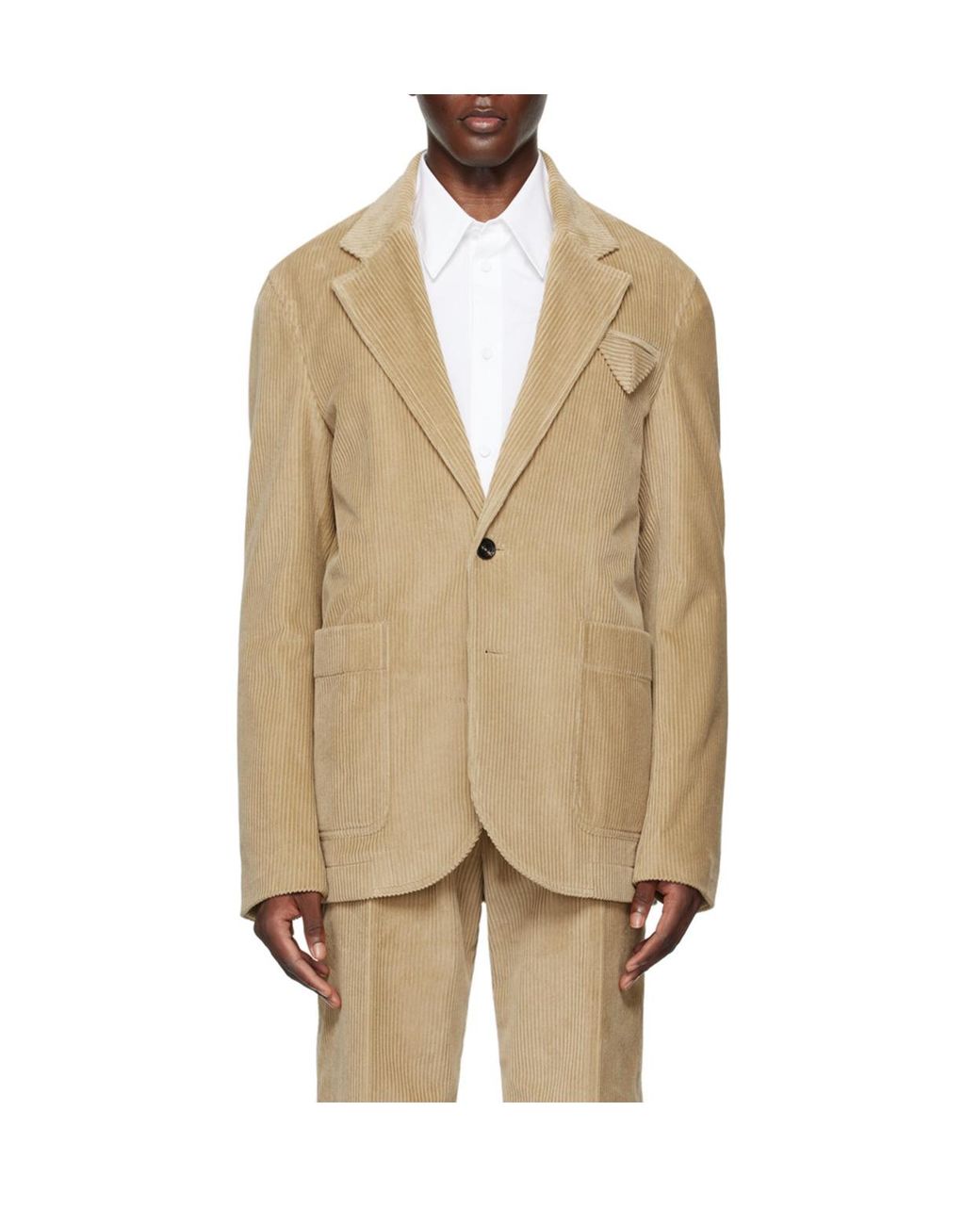 Bottega Veneta Natural Single Breasted Corduroy Jacket for men