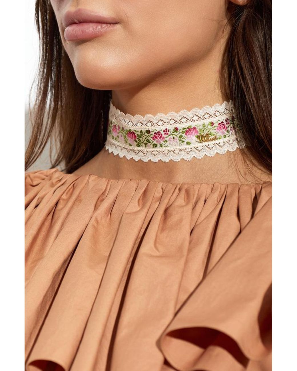Chloé White Chloé Folk Floral Choker Necklace