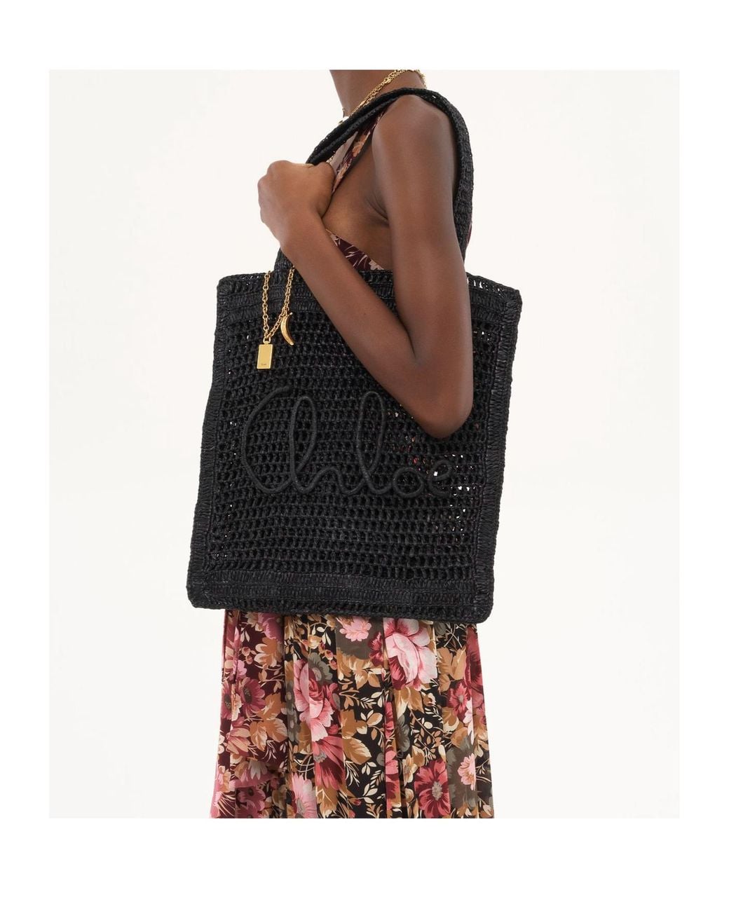 Chloé Black Chloé Summer Banana Logo Detailed Tote Bag