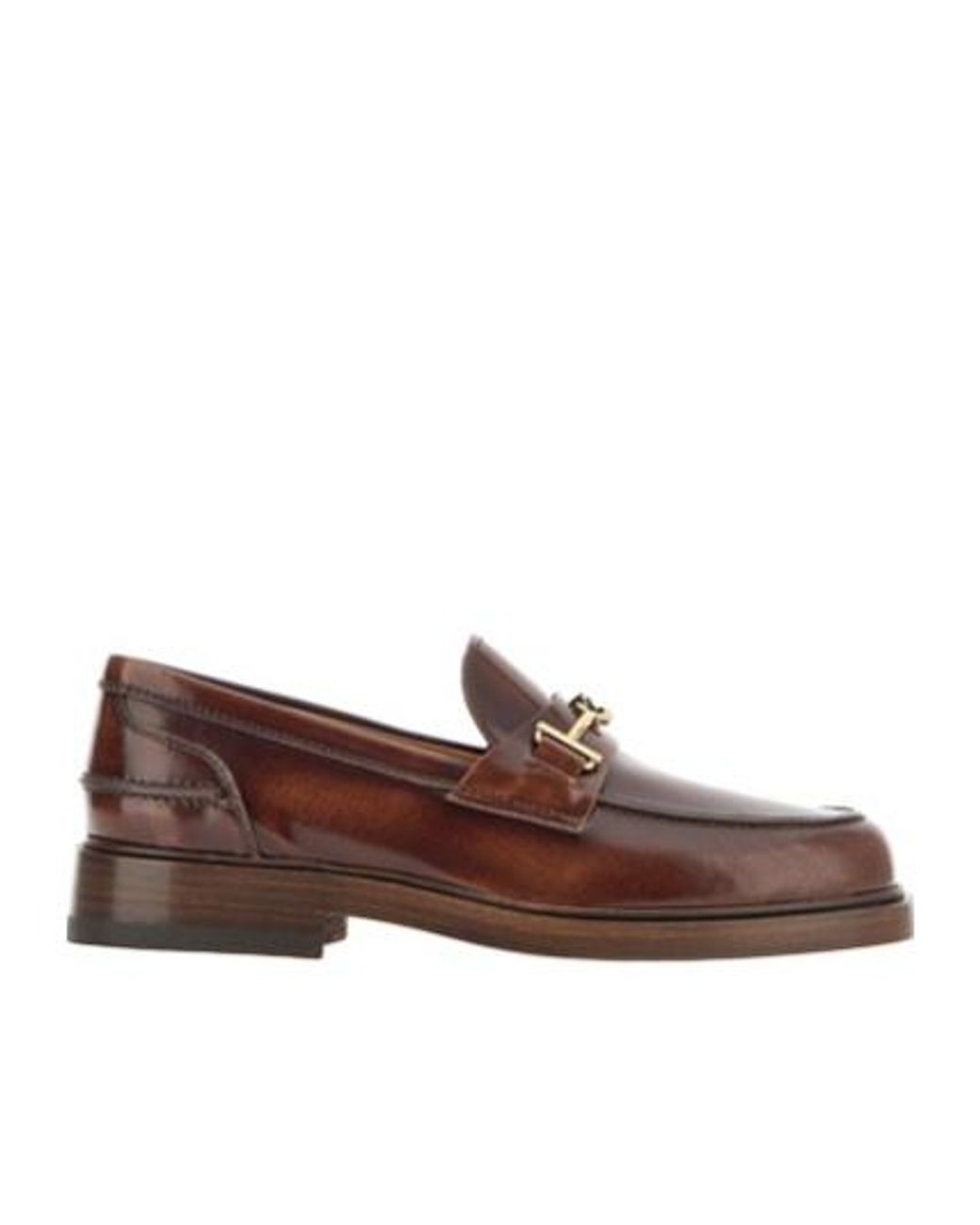 Tod's Brown Logo-Plaque Round Toe Loafers