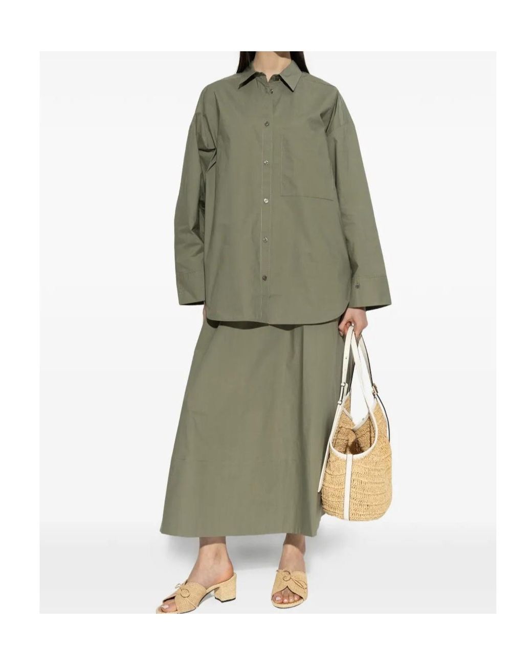 By Malene Birger Green Long-Sleeve Shirt With Snap Closures