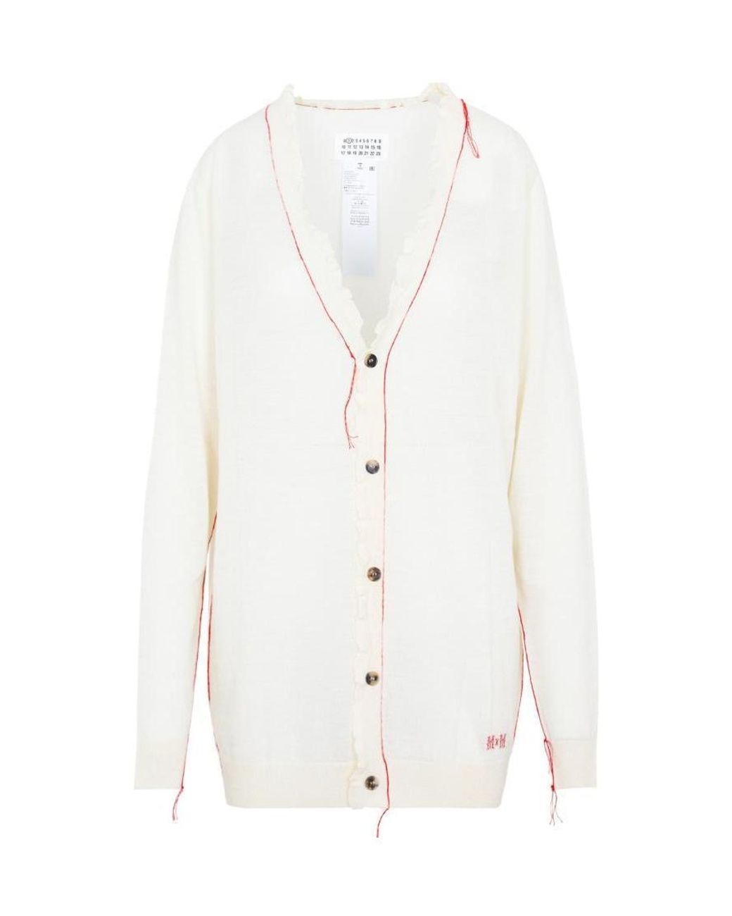 Maison Margiela White V-Neck Knitted Cardigan