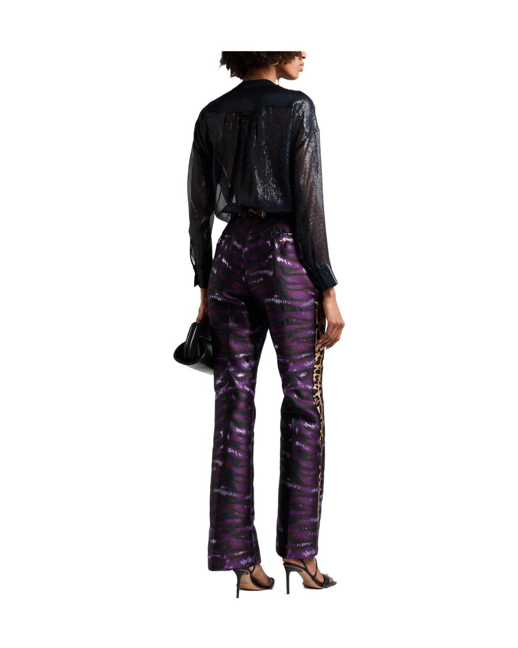 Dolce & Gabbana Blue Color Blocked Flared Trousers