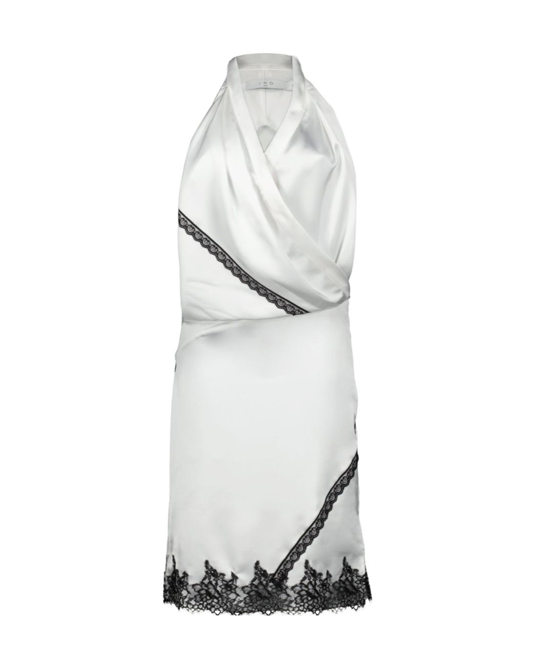 IRO White Draped Lace-Trim Midi Dress