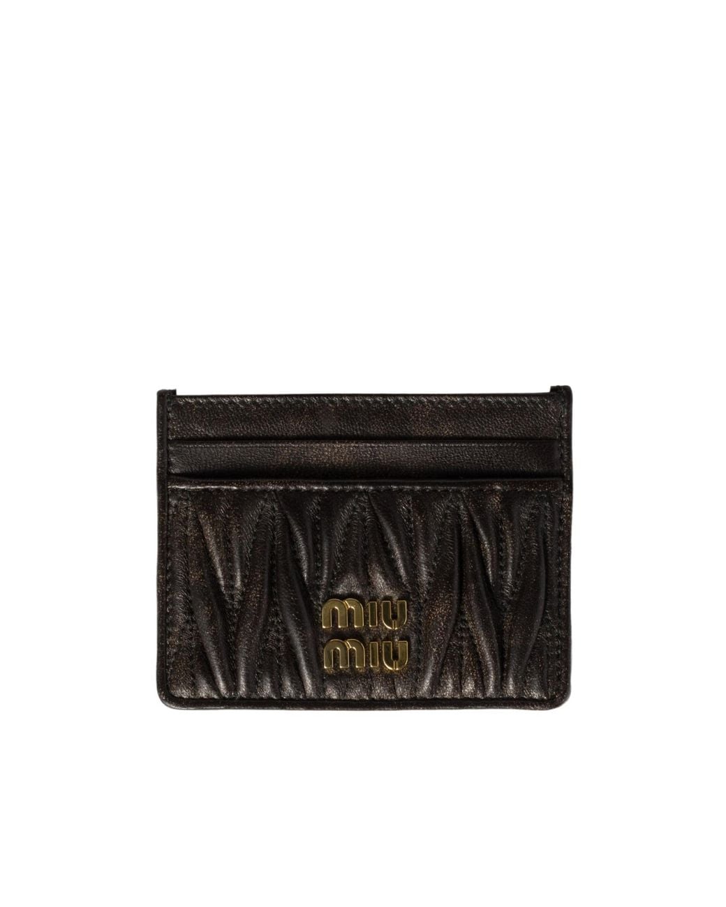 Miu Miu Black Matelassé Nappa Leather Card Holder