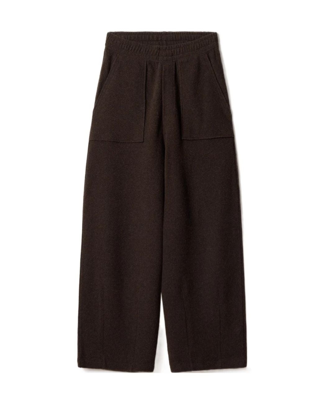 Maison Kitsuné Black Wool Fleece Wide Leg Jog Pants for men