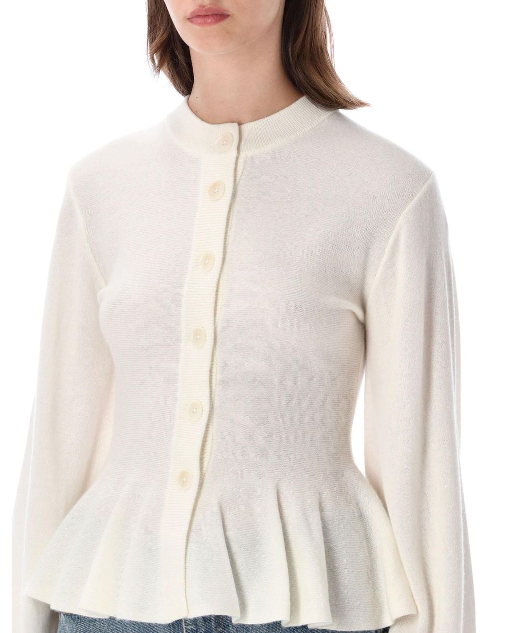 ROTATE BIRGER CHRISTENSEN White Logo-Embroidered Knit Cardigan