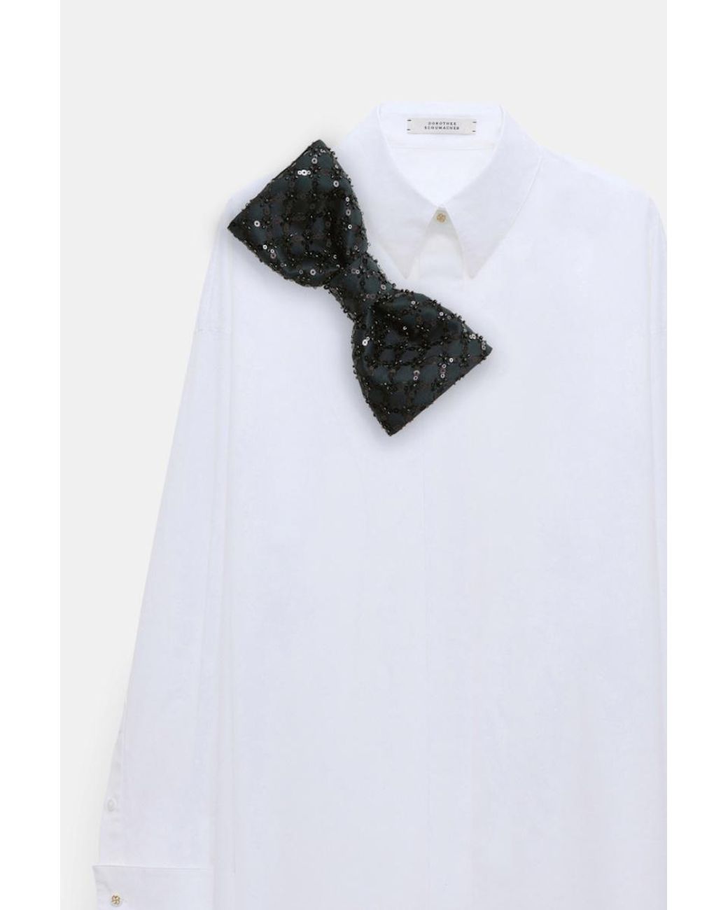 Dorothee Schumacher White Bow Brooch Oversized Shirt