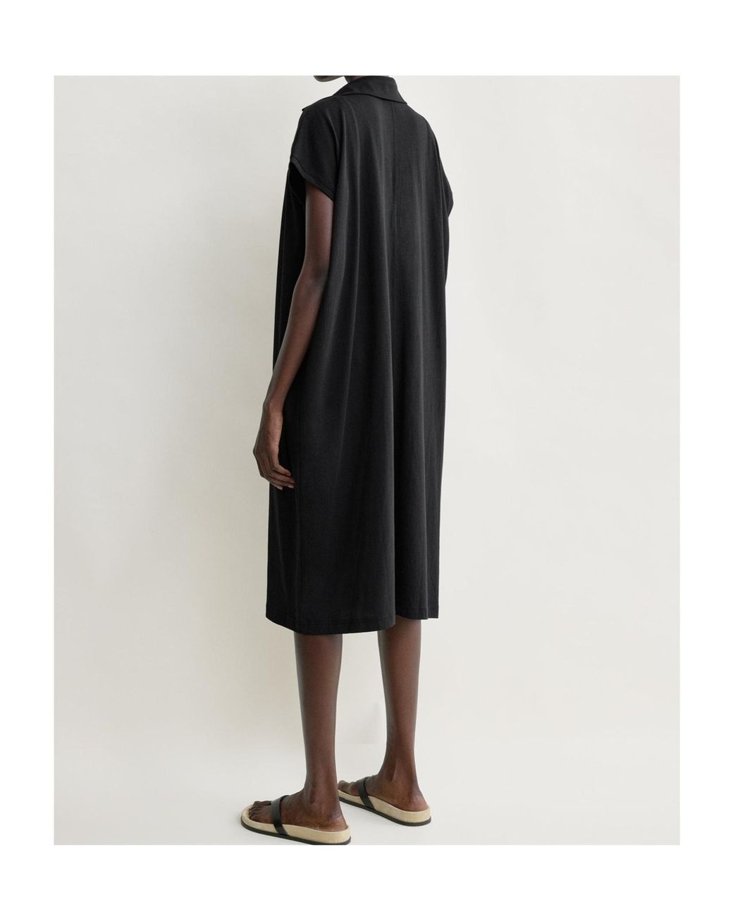 Totême Black Button-Fastening Sleeveless Midi Shirt Dress