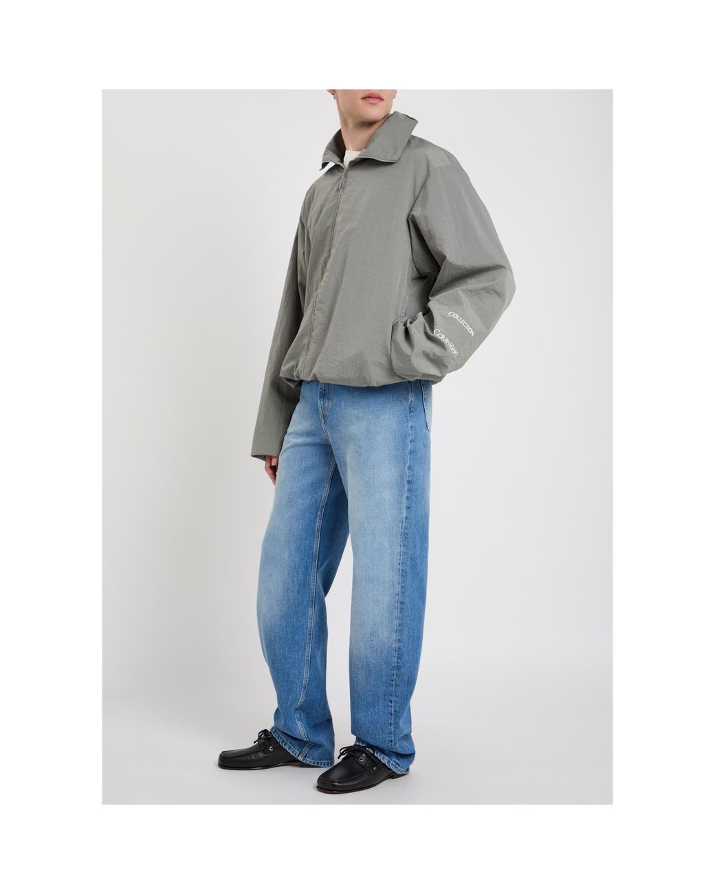 Calvin Klein Gray High-Neck Padded Coat for men