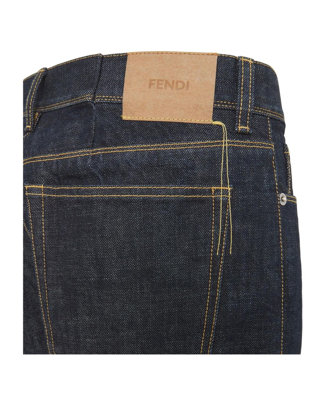 Fendi Gray Logo Patch Straight-Leg Jeans for men