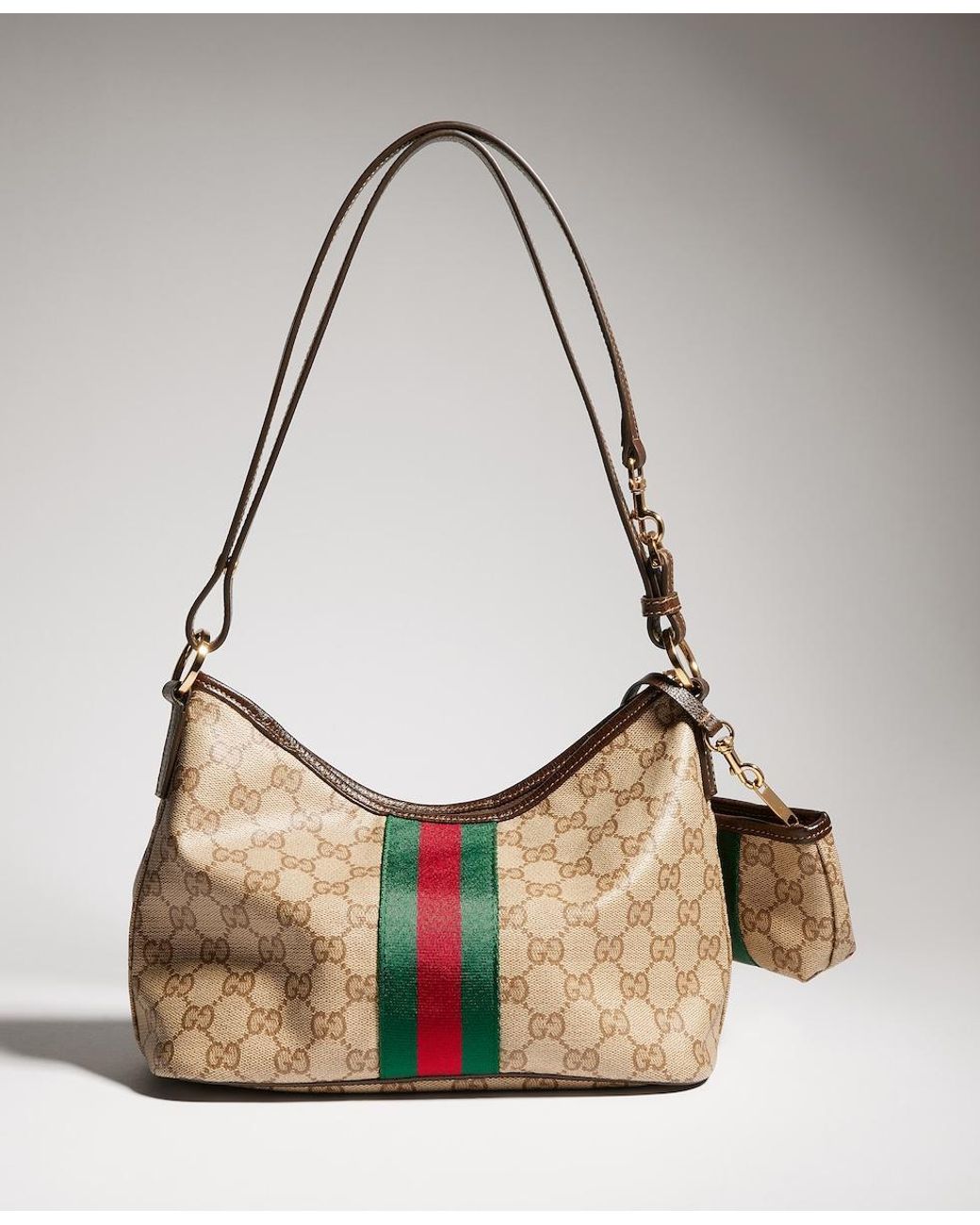 Gucci Brown Medium Shoulder Bag With Web
