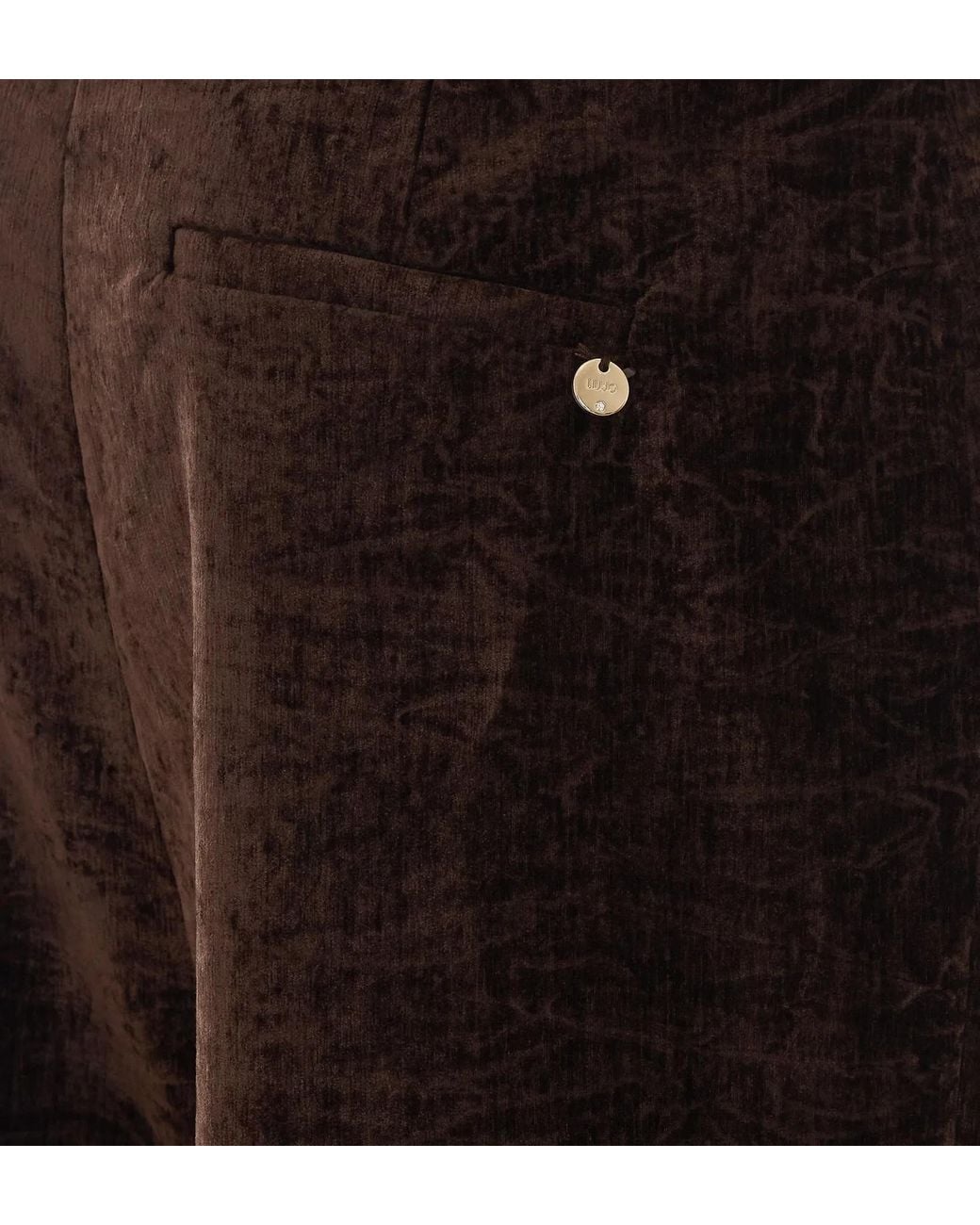 Liu Jo Brown Velvet-Effect Flared Pants