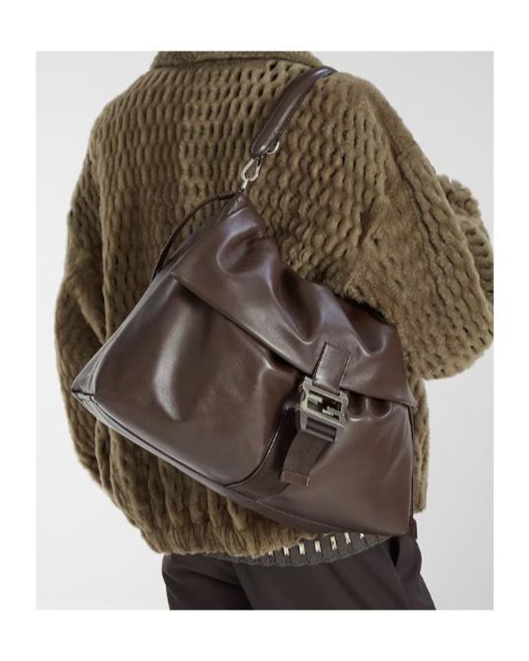 Fendi Brown Flux Maxi Messenger Bag for men