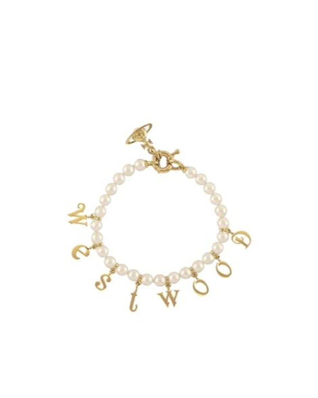 Vivienne Westwood Metallic Leanne Twin Pearl Charm Bracelet
