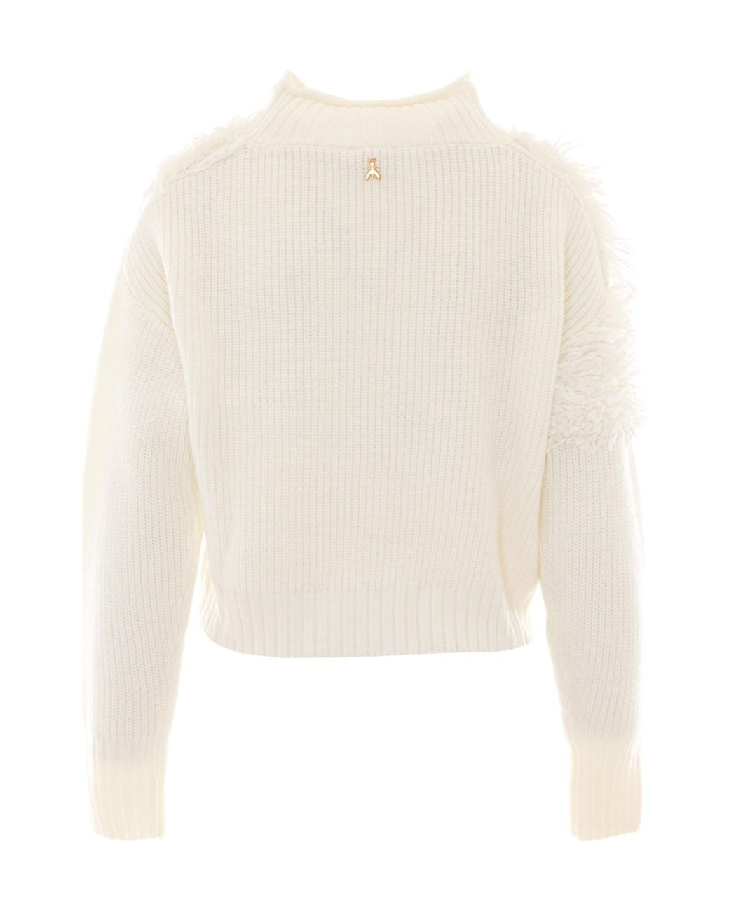 Patrizia Pepe White Textured Panel Knitted Sweater