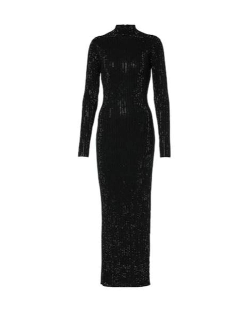 David Koma Black Embellished Knitted Cotton Midi Dress